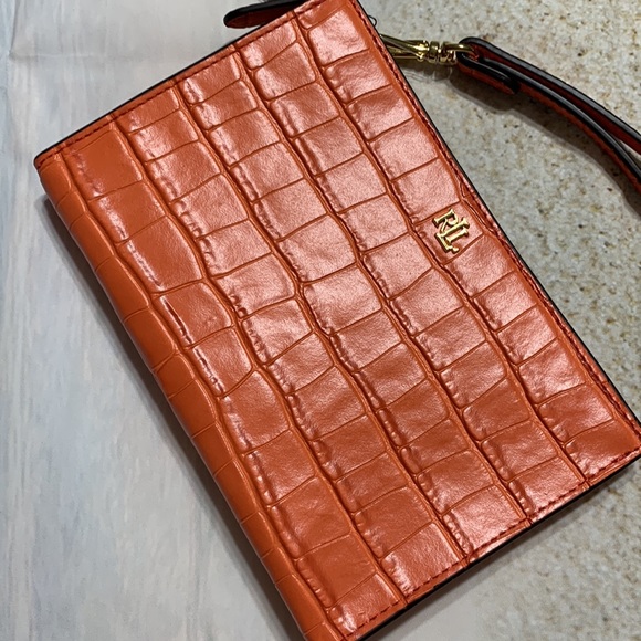 NWT Lauren Ralph Lauren Embossed Leather Small Pouch - Picture 6 of 9